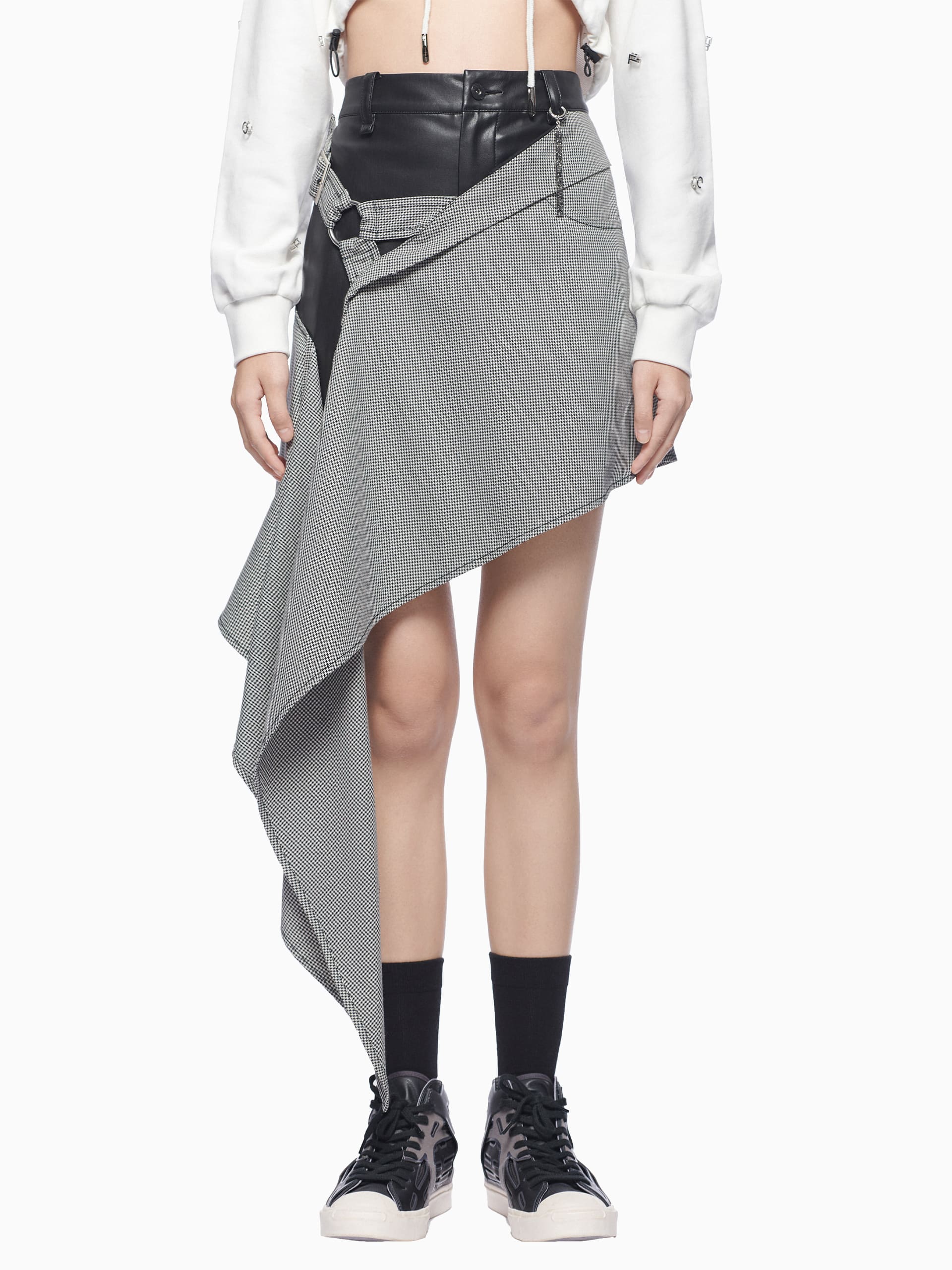 HERRINGBONE PANELLED SKIRT - Feng Chen Wang