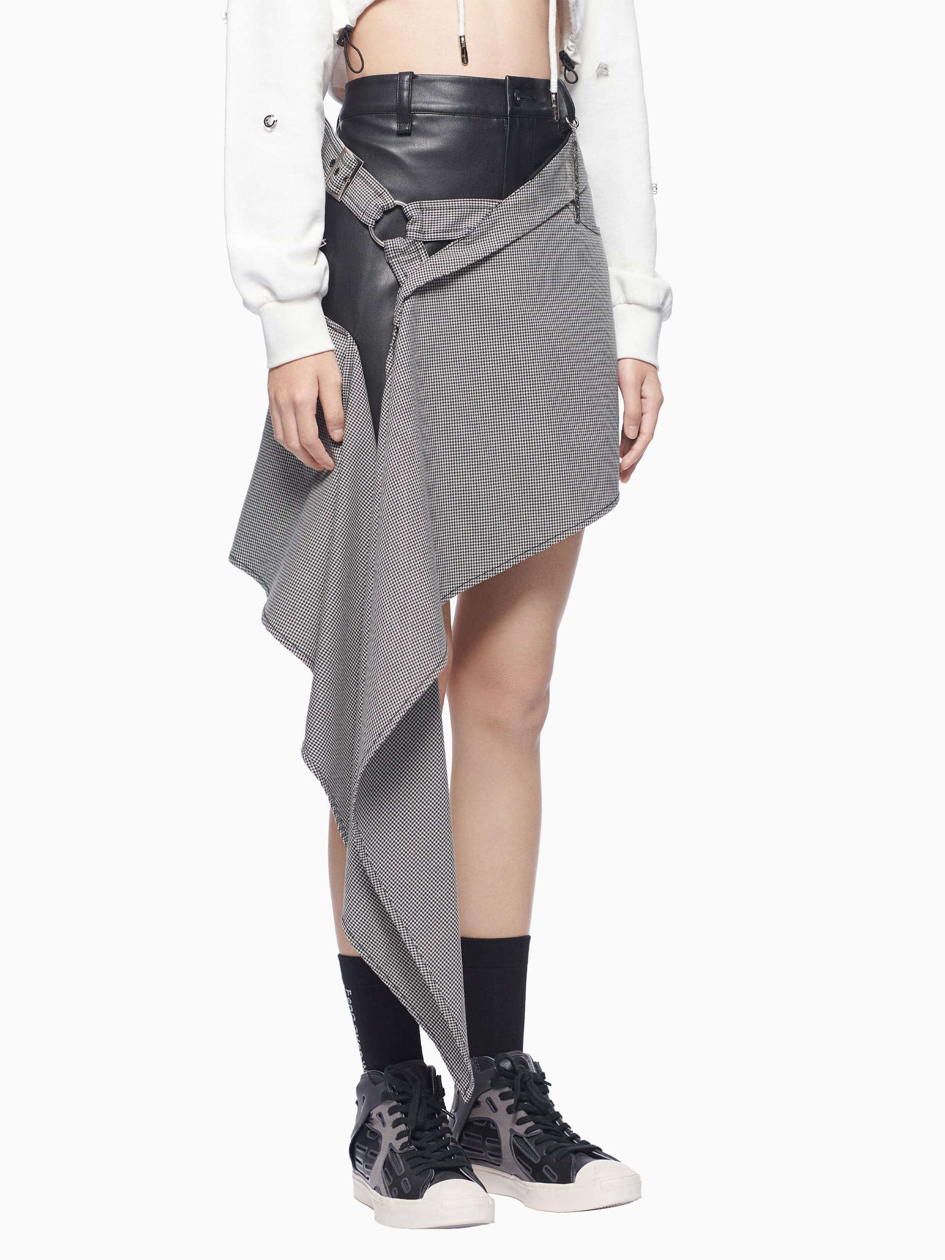 HERRINGBONE PANELLED SKIRT - Feng Chen Wang