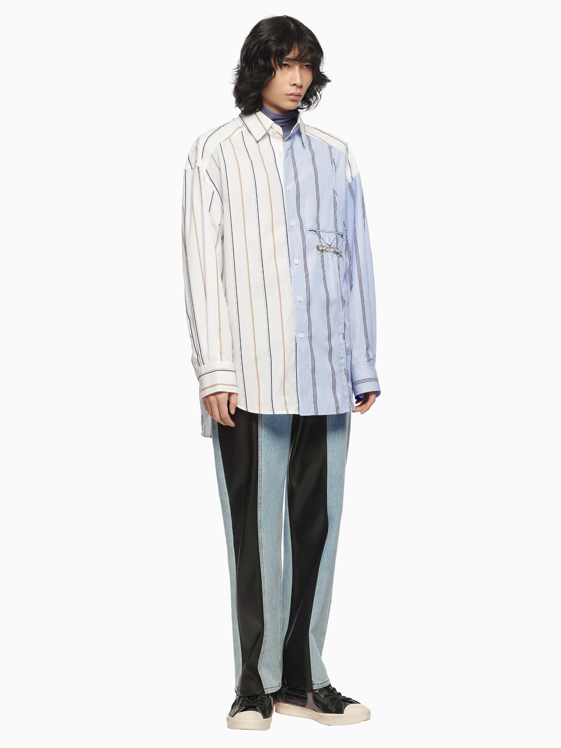 PANELLED FAUX LEATHER JEANS