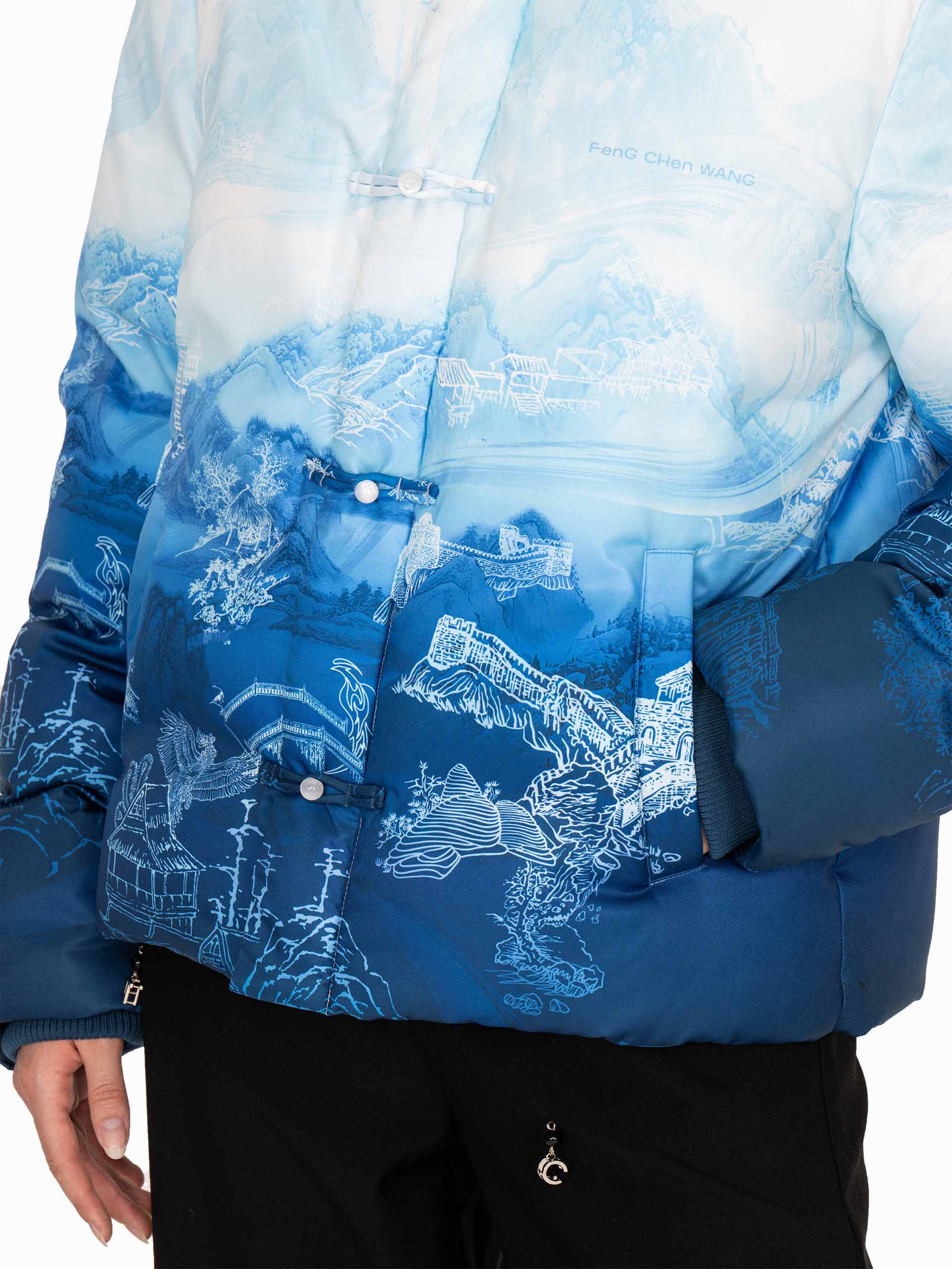 CHINESE PAINTING PRINT PUFFER JACKET
