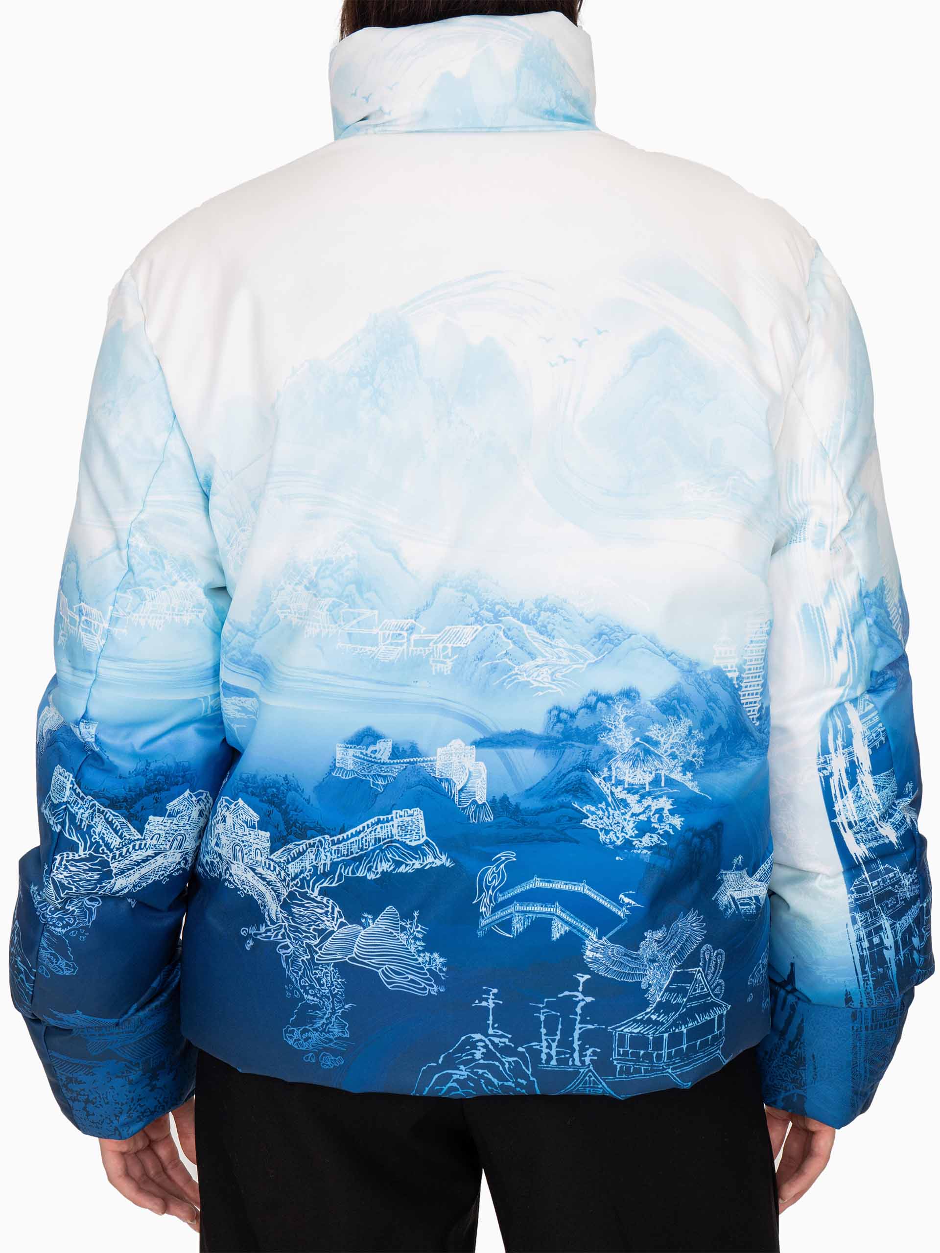 CHINESE PAINTING PRINT PUFFER JACKET