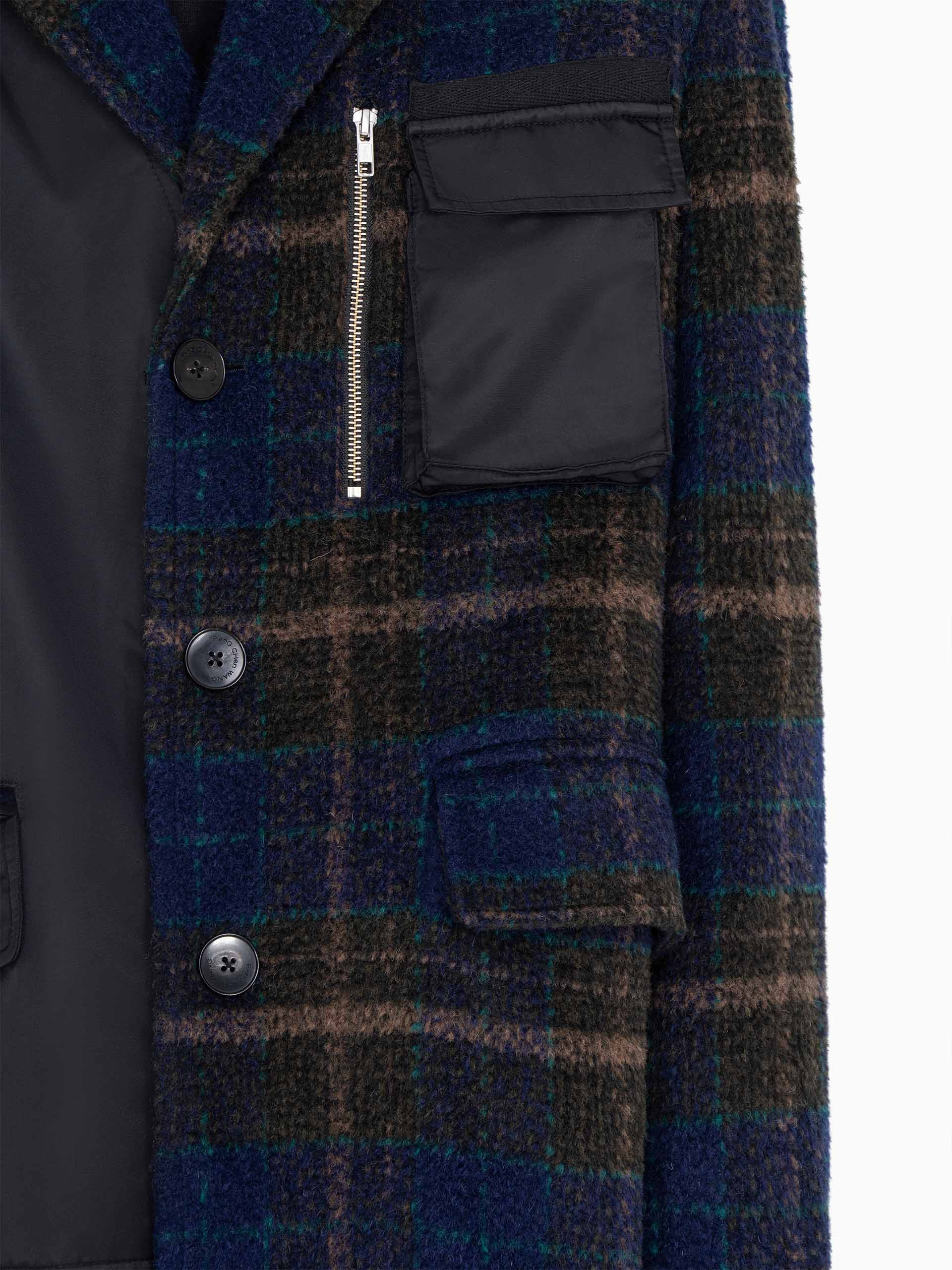 PLAID PANELLED DECONSTRUCTED COAT