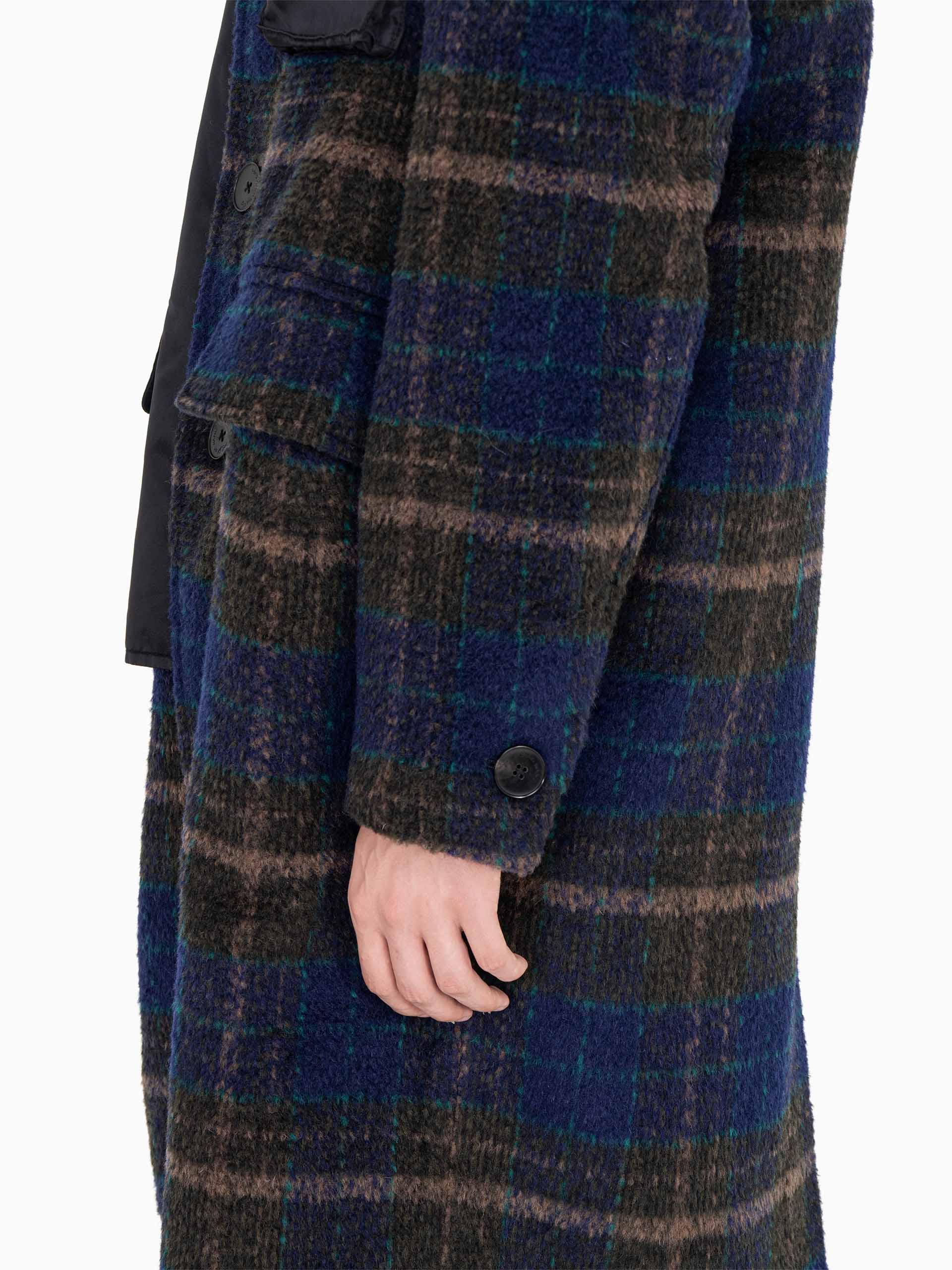 PLAID PANELLED DECONSTRUCTED COAT